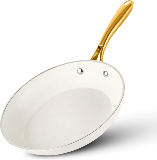 10 Inch Non Stick Frying Pan Nonstick Pan with Ceramic Copper Coating for Long Lasting Nonstick Frying Pan Skillet for Cooking with Stay Cool Handle, Oven/Dishwasher Safe, Non Toxic…