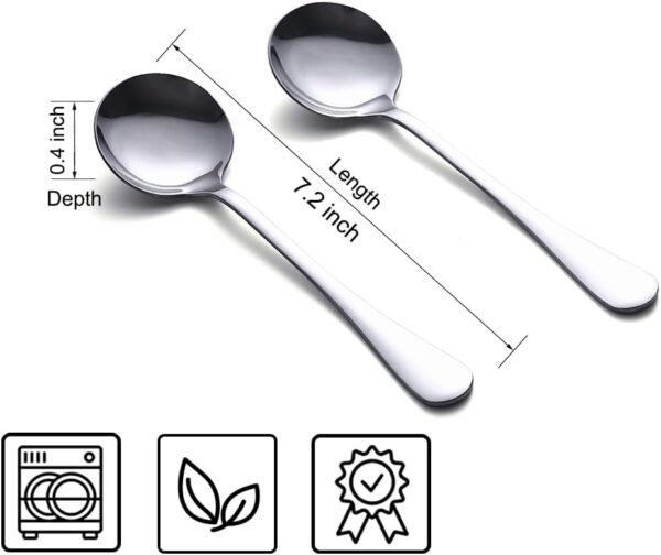 Soup Spoons 8-Piece Premium Stainless Steel Spoons Round Spoons, Heavy-Weight Soup Spoons Spoon Set Flatware Set