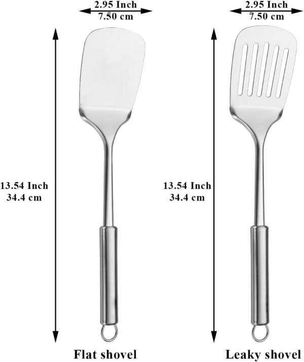 Stainless Steel Spatulas Set, Silver Slotted , Solid , Heavy Duty Sturdy Kitchen Spatula High Heat Resistant, Ideal Cookware for Fish,Eggs,Pancakes, Dishwasher Safe, Easy to Clean