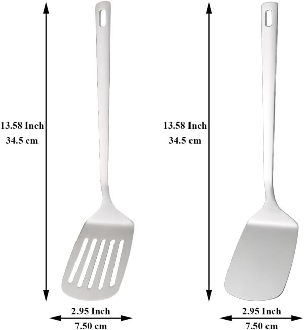 Stainless Steel Spatulas Set, Silver Slotted , Solid , Kitchen Spatulas for Nonstick Cookware, Dishwasher Safe, Easy to Clean