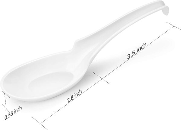 2-piece Soup Spoons, Rice Spoons, Chinese Won Ton Soup Spoon - Notch and Hook Style, White