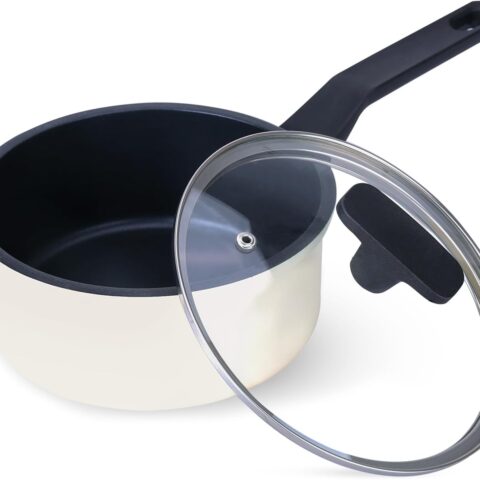 Nonstick Sauce Pan with Lid,1.5QT small pot, PFOA Free,Kitchen Pots Induction Pot,Cream