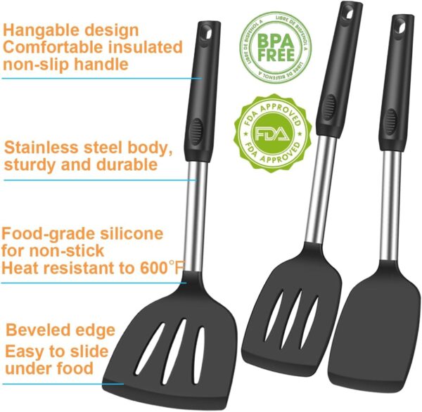 Spatula Set Silicone Spatula Heat Resistant Spatulas for Nonstick Cookware Rubber Spatula Fish Wok Spatula, Large Nonstick Silicone Egg Spatula for kitchen use Cooking Utensils Set