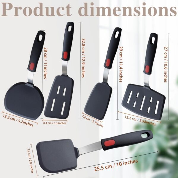 Silicone Spatula , 5-Pack Spatulas Silicone Set for Nonstick Cookware, 600°F Heat Resistant Kitchen Cooking Utensils Set for Egg, Pancake Dishwasher Safe