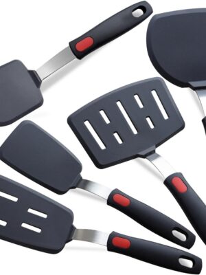 Silicone Spatula , 5-Pack Spatulas Silicone Set for Nonstick Cookware, 600°F Heat Resistant Kitchen Cooking Utensils Set for Egg, Pancake Dishwasher Safe