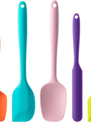 Silicone Spatula Set, 5 Piece Food Grade Rubber Spatulas for Baking, Cooking, and Mixing High Heat Resistant Non Stick Dishwasher Safe BPA-Free (Multicolor)
