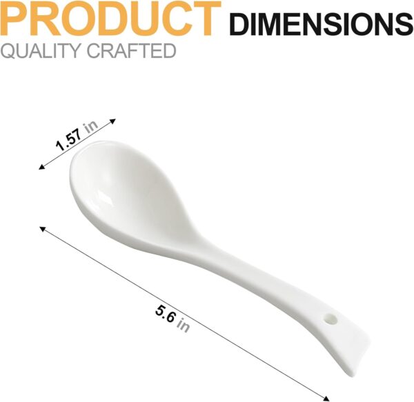 Ceramic Soup Spoons set of 8, Soup Spoons, White Japanese Soup Spoon Sets for Soups, Oatmeal, Yogurt, Salad, Dessert, Ramen Pho, Chinese Wonton,Dumpling Miso, Dishwasher Safe