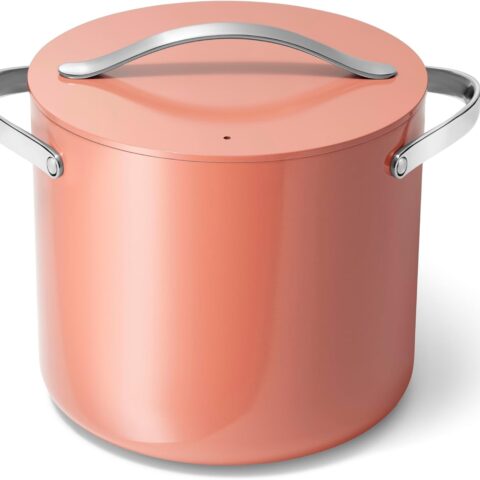 Caraway Stock Pot - 12 Qt Ceramic Coated Pot With Lid - Fee From Large Pot for Bigger Batches
