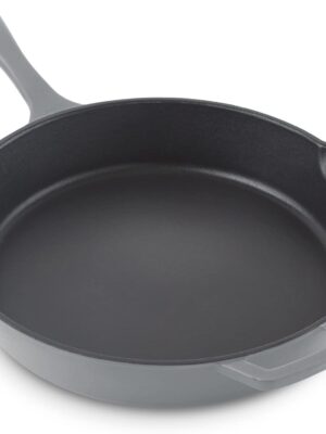 11 Inch Nonstick Cast Iron Skillet, Titanium Ceramic Coated Frying Pan, Grey