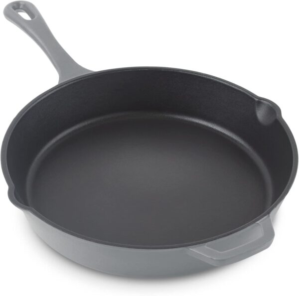 11 Inch Nonstick Cast Iron Skillet, Titanium Ceramic Coated Frying Pan, Grey