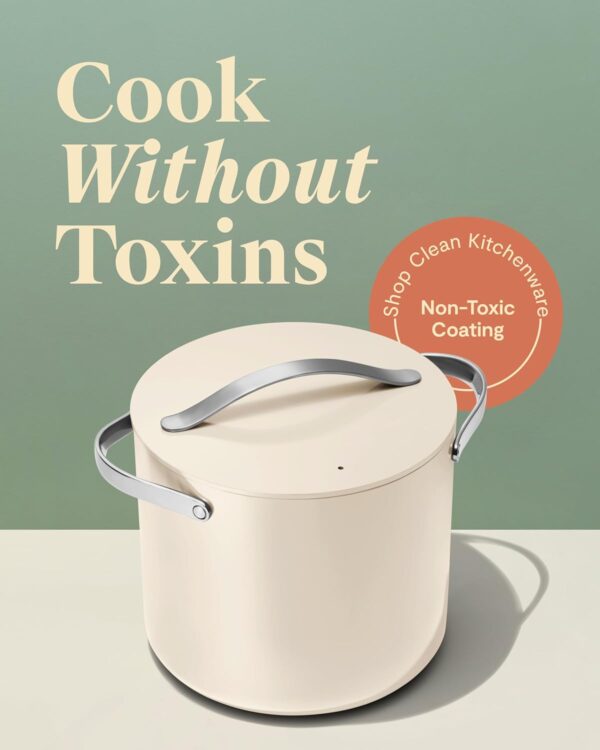 Caraway Stock Pot - 12 Qt Ceramic Coated Pot With Lid - Fee From Large Pot for Bigger Batches
