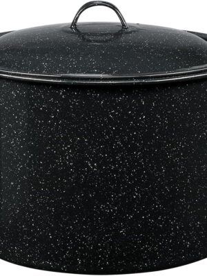 7.5-Quart Stew Pot with Glass Coating - Chip-Resistant, Non-Porous, Naturally Non-Stick Steel Core Pot for Even Heat Distribution - Great for Stews, Sous Vide Cooking (Speckled Black)