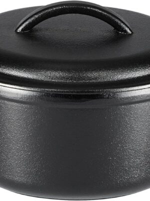 Round Pre-Seasoned Cast Iron Mini Dutch Oven Pot with Lid and Dual Handles, 2-Quart, Black