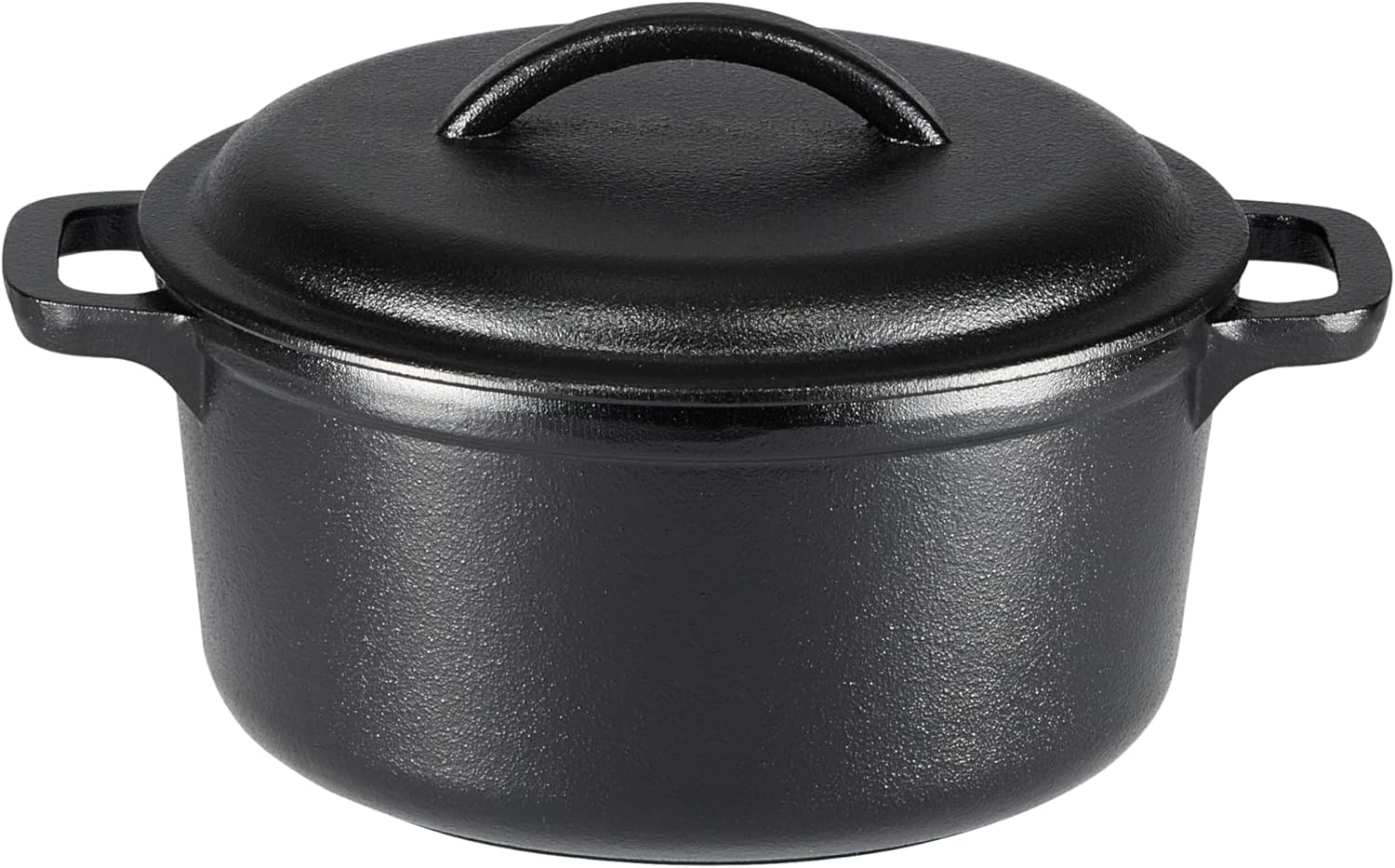 Round Pre-Seasoned Cast Iron Mini Dutch Oven Pot with Lid and Dual Handles, 2-Quart, Black