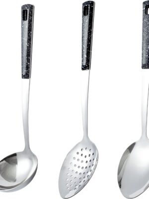 3-Piece,Stainless Steel Serving spoons set with Slotted Spoon, Serving Spoon and Perforated Spoon, soup ladle,kitchen cooking serving utensils set cooking spoon