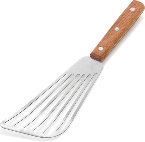 Wood Handle Fish Spatula, 6.5" Blade, Silver