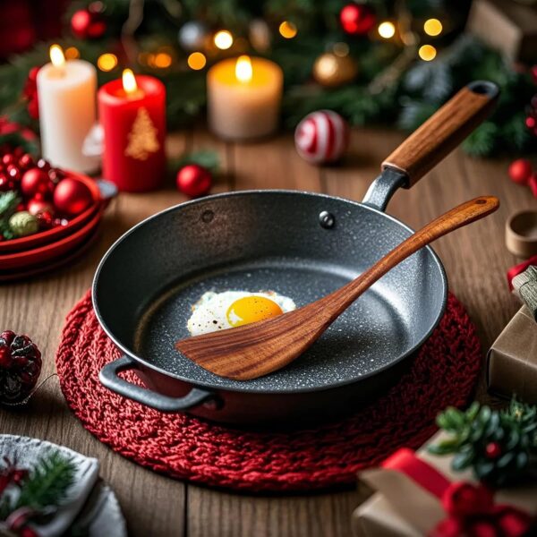 Wooden Spatula Nonstick Acacia Wood, Right Long Handle Flat Frying Spatulas Handmade for Kitchen Gifts, Ideal Cookware Utensils for Cooking Eggs, Fish, Pancakes